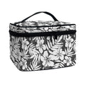 White And Grey Hawaiian Pattern Print Travel Makeup Bag