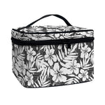 White And Grey Hawaiian Pattern Print Travel Makeup Bag