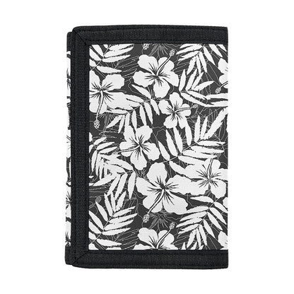 White And Grey Hawaiian Pattern Print Trifold Wallet