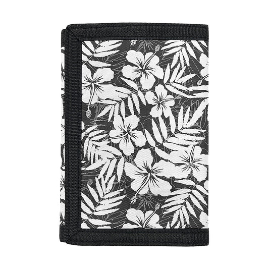 White And Grey Hawaiian Pattern Print Trifold Wallet
