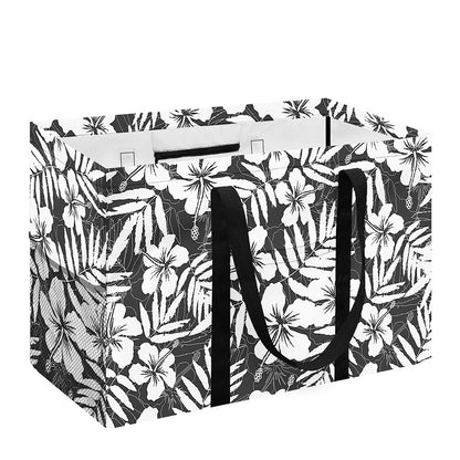 White And Grey Hawaiian Pattern Print Utility Tote Bag