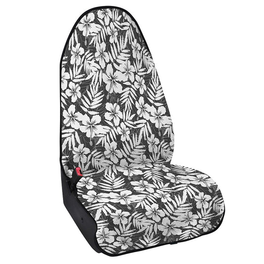 White And Grey Hawaiian Pattern Print Waterproof Car Seat Cover
