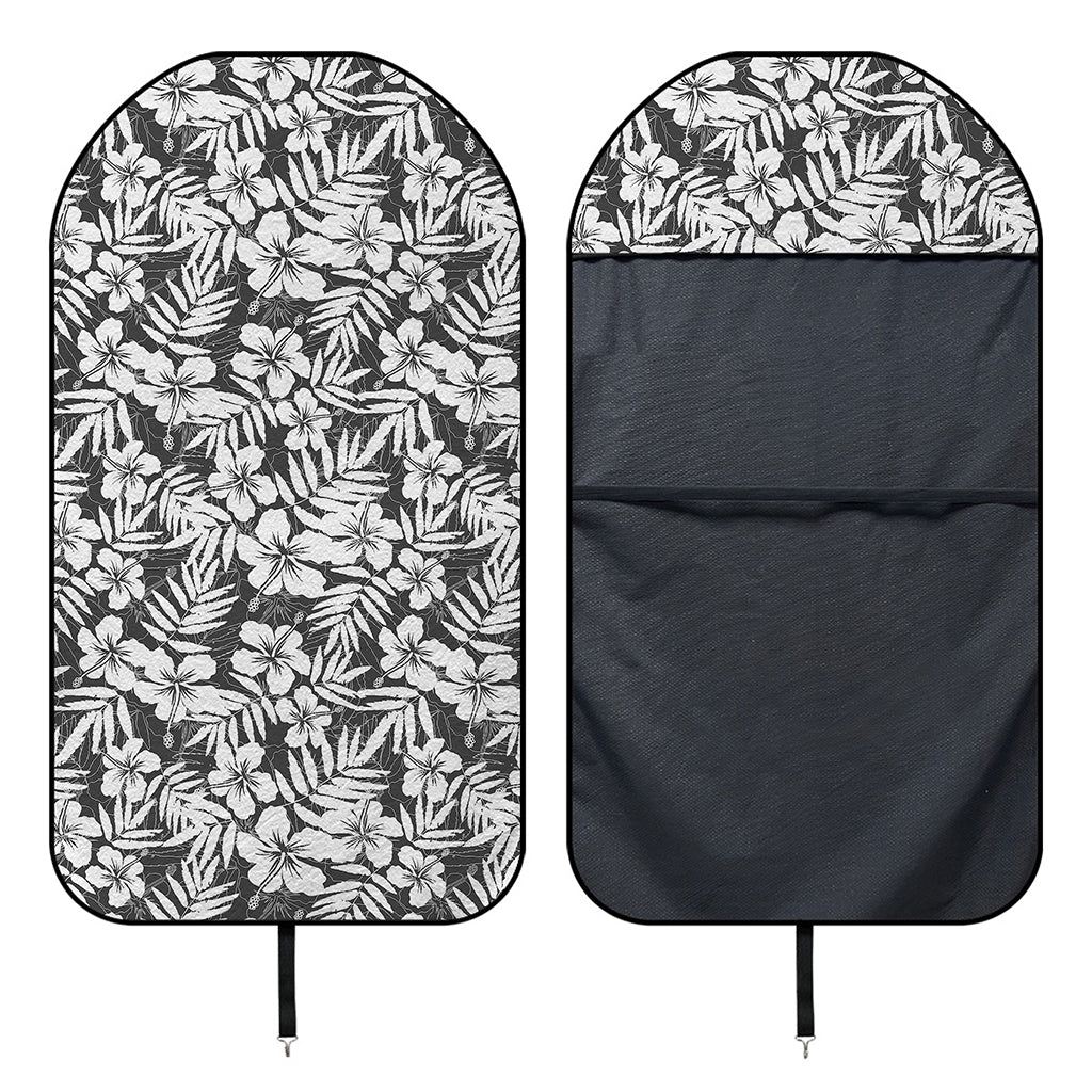 White And Grey Hawaiian Pattern Print Waterproof Car Seat Cover