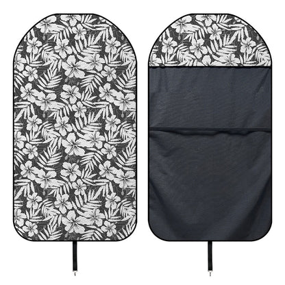 White And Grey Hawaiian Pattern Print Waterproof Car Seat Cover