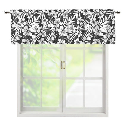 White And Grey Hawaiian Pattern Print Window Valance