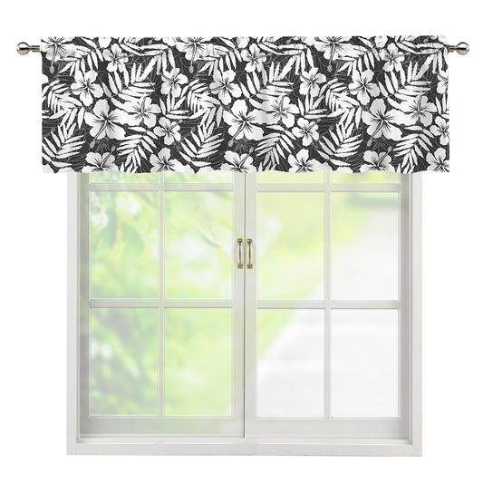 White And Grey Hawaiian Pattern Print Window Valance