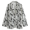 White And Grey Hawaiian Pattern Print Women's Blazer