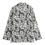 White And Grey Hawaiian Pattern Print Women's Blazer