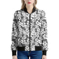 White And Grey Hawaiian Pattern Print Women's Bomber Jacket