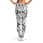 White And Grey Hawaiian Pattern Print Women's Leggings