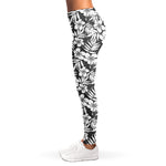White And Grey Hawaiian Pattern Print Women's Leggings