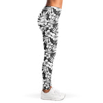 White And Grey Hawaiian Pattern Print Women's Leggings