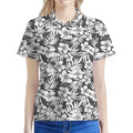 White And Grey Hawaiian Pattern Print Women's Polo Shirt