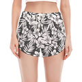White And Grey Hawaiian Pattern Print Women's Split Running Shorts