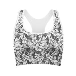 White And Grey Hawaiian Pattern Print Women's Sports Bra