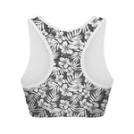 White And Grey Hawaiian Pattern Print Women's Sports Bra