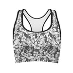 White And Grey Hawaiian Pattern Print Women's Sports Bra
