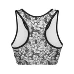 White And Grey Hawaiian Pattern Print Women's Sports Bra