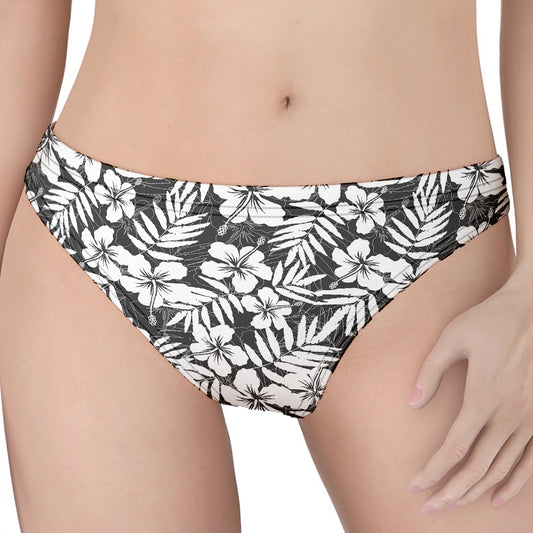 White And Grey Hawaiian Pattern Print Women's Thong