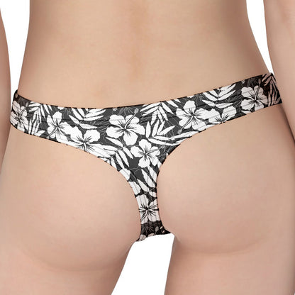 White And Grey Hawaiian Pattern Print Women's Thong