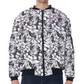 White And Grey Hawaiian Pattern Print Zip Sleeve Bomber Jacket