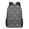 White And Grey Indian Elephant Print 17 Inch Backpack
