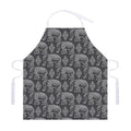 White And Grey Indian Elephant Print Adjustable Apron