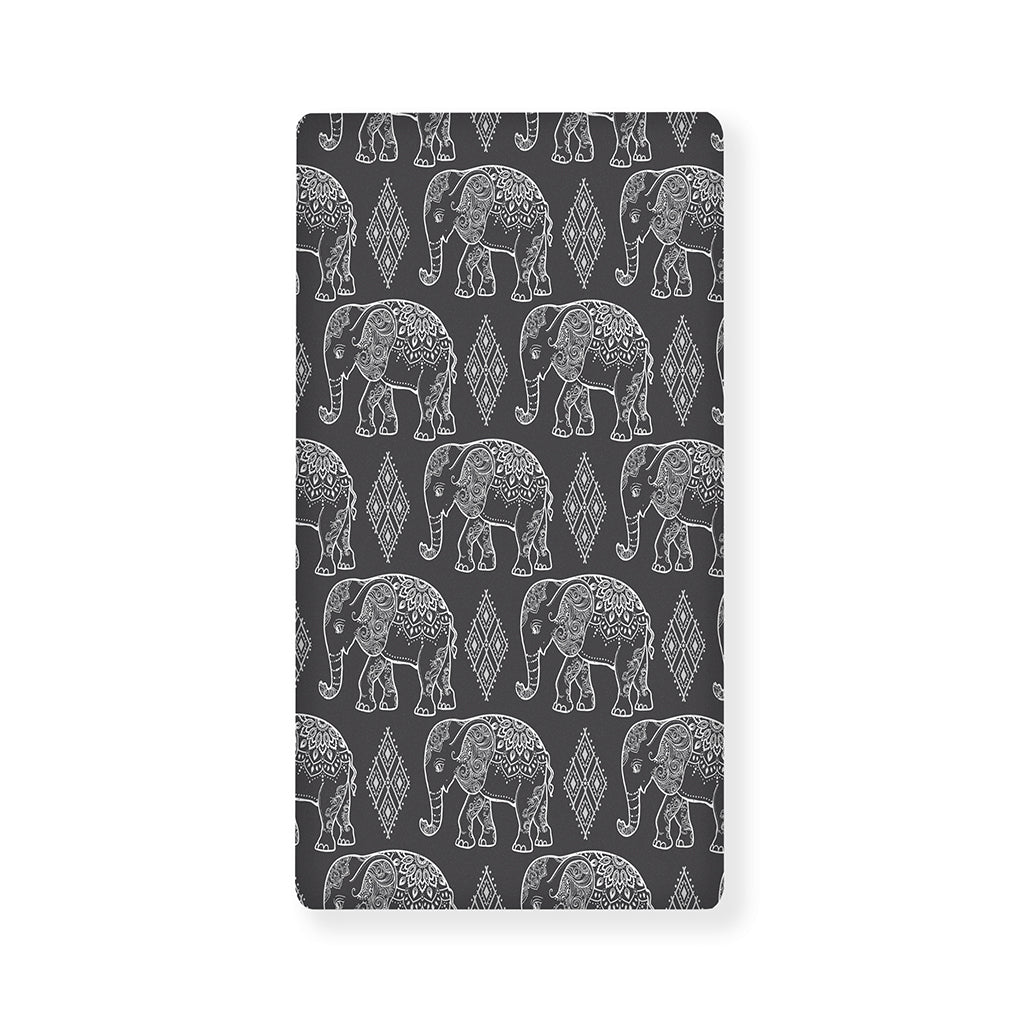White And Grey Indian Elephant Print Baby Crib Sheet