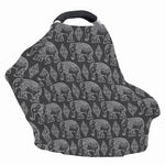 White And Grey Indian Elephant Print Baby Seat Cover