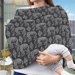 White And Grey Indian Elephant Print Baby Seat Cover