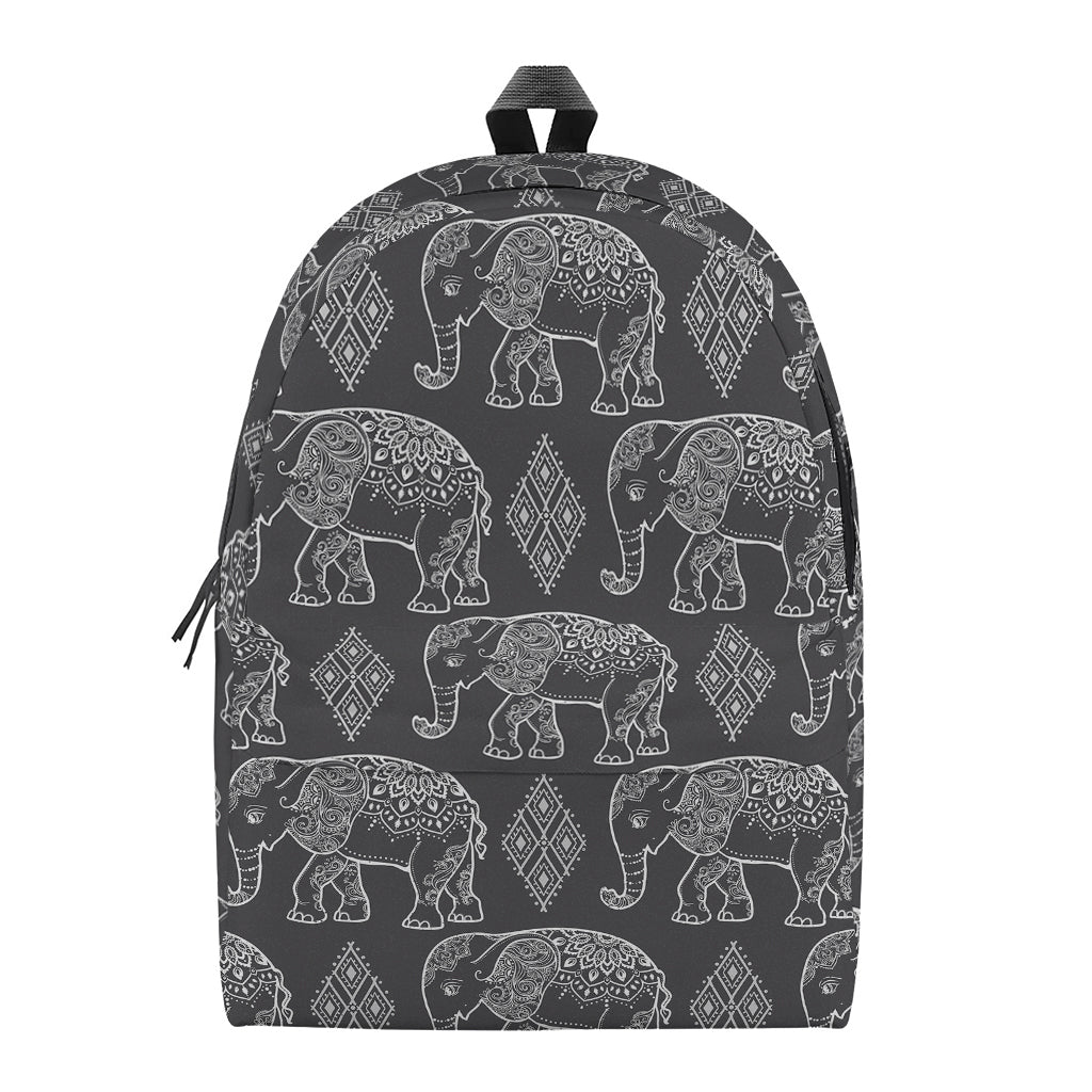 White And Grey Indian Elephant Print Backpack