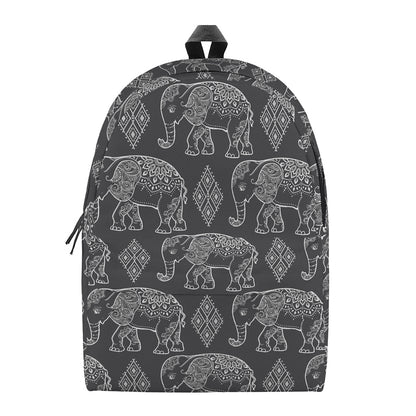 White And Grey Indian Elephant Print Backpack