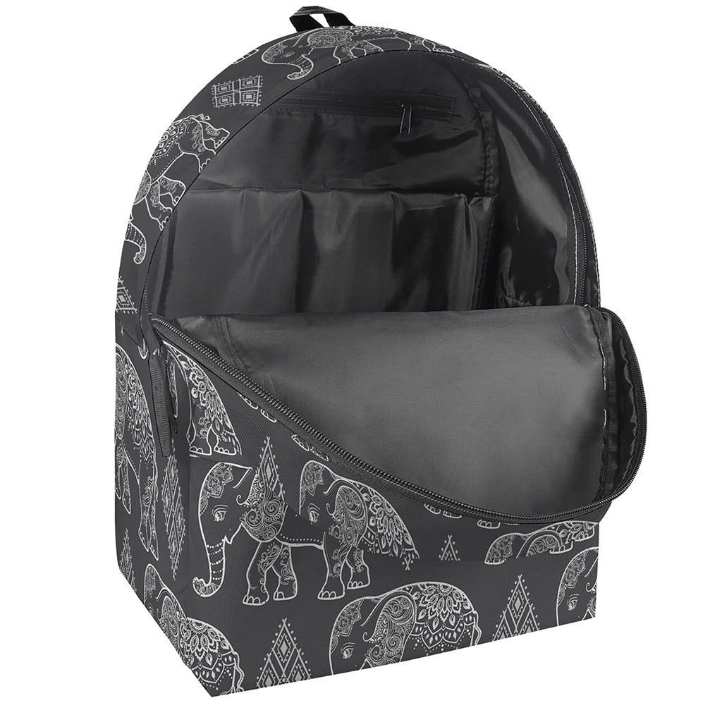 White And Grey Indian Elephant Print Backpack