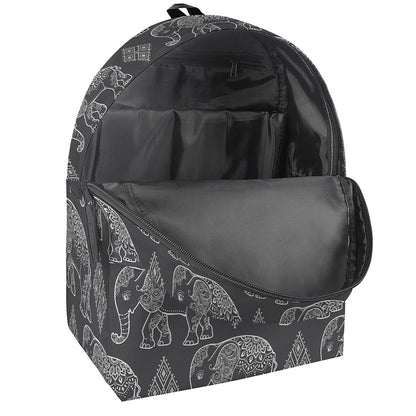 White And Grey Indian Elephant Print Backpack