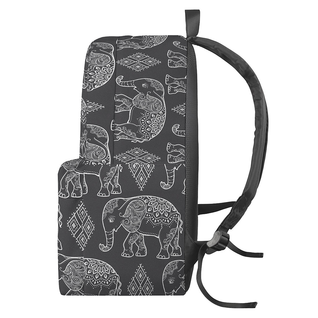 White And Grey Indian Elephant Print Backpack
