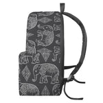 White And Grey Indian Elephant Print Backpack