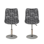 White And Grey Indian Elephant Print Bar Stool Covers
