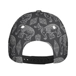 White And Grey Indian Elephant Print Baseball Cap