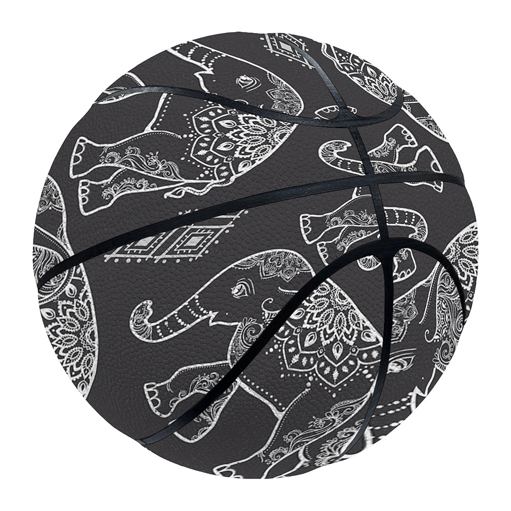 White And Grey Indian Elephant Print Basketball