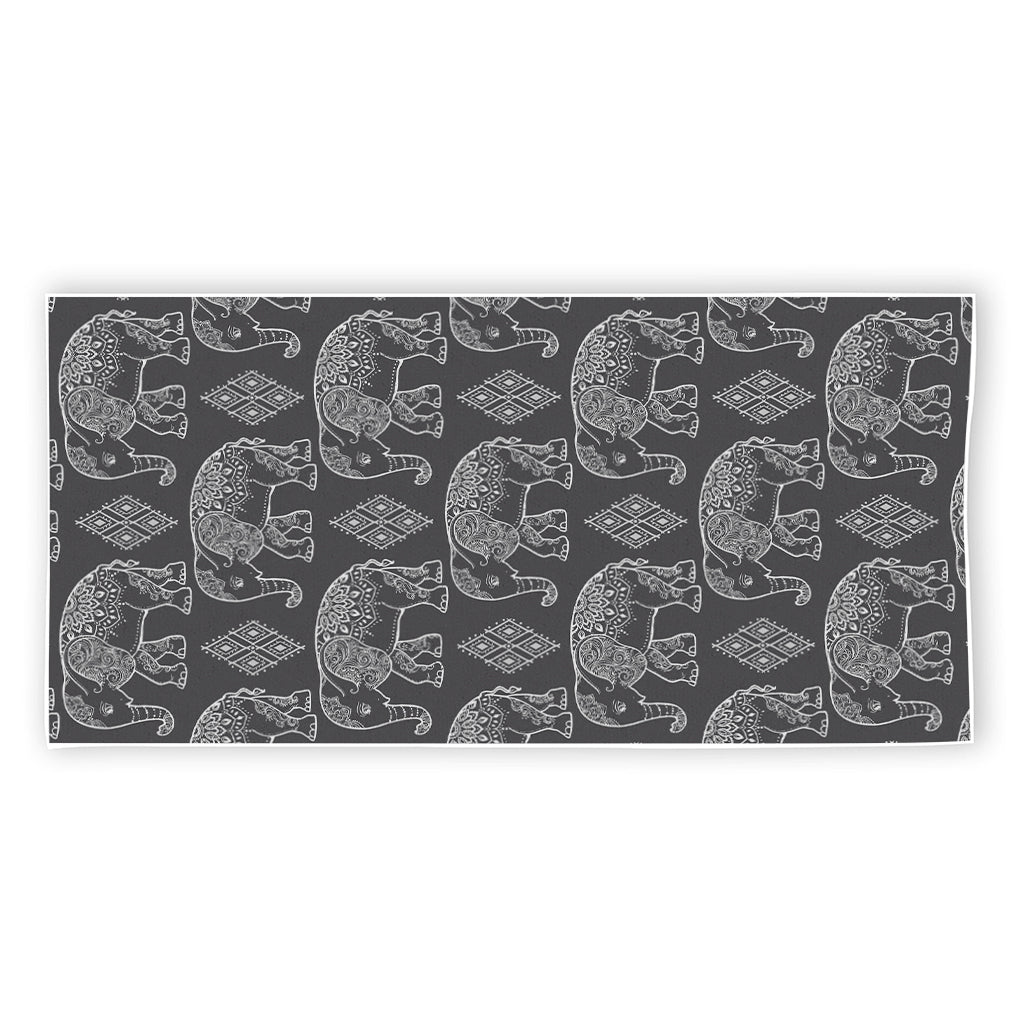 White And Grey Indian Elephant Print Beach Towel