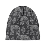 White And Grey Indian Elephant Print Beanie