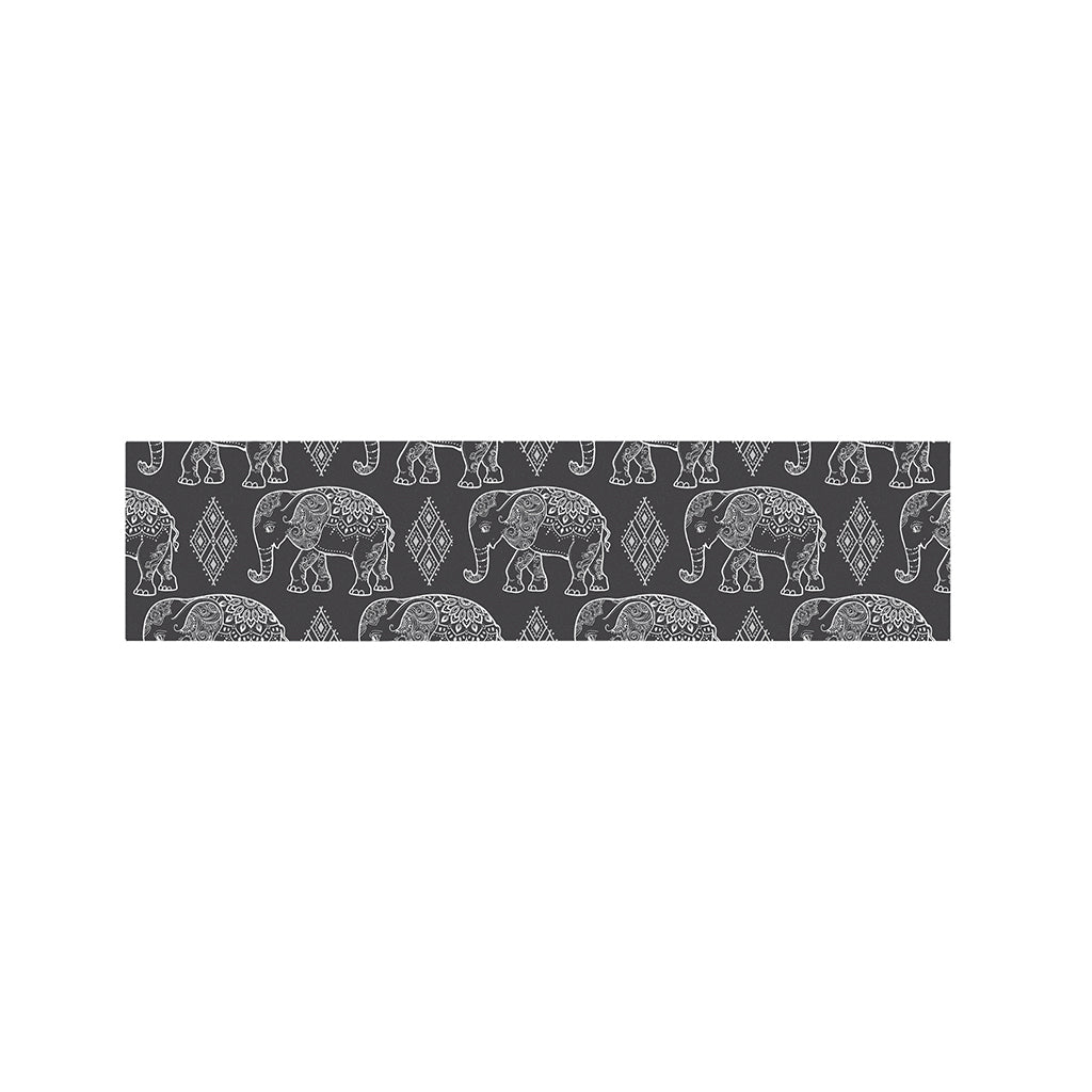White And Grey Indian Elephant Print Bed Runner