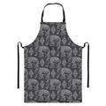 White And Grey Indian Elephant Print Bib Apron With Pocket