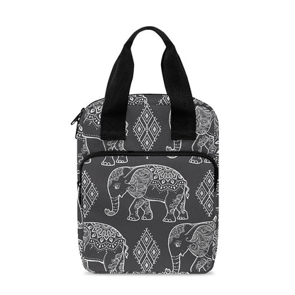 White And Grey Indian Elephant Print Bible Tote Bag