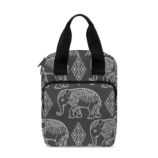 White And Grey Indian Elephant Print Bible Tote Bag