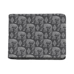 White And Grey Indian Elephant Print Bifold Wallet