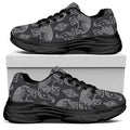 White And Grey Indian Elephant Print Black Chunky Shoes