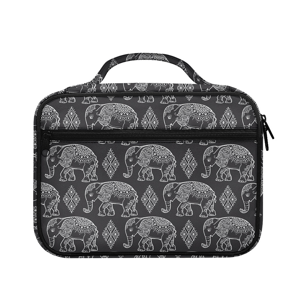 White And Grey Indian Elephant Print Briefcase Bible Bag