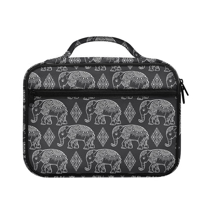 White And Grey Indian Elephant Print Briefcase Bible Bag