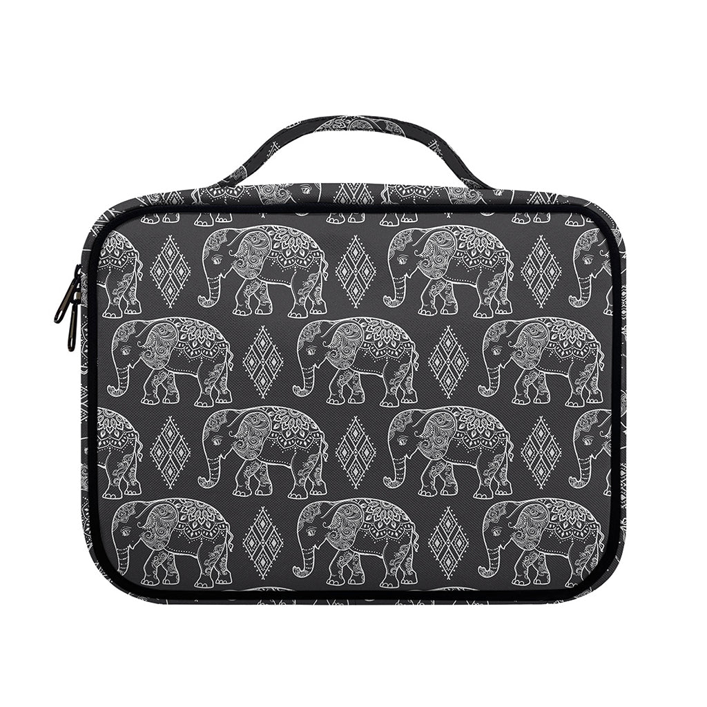 White And Grey Indian Elephant Print Briefcase Bible Bag